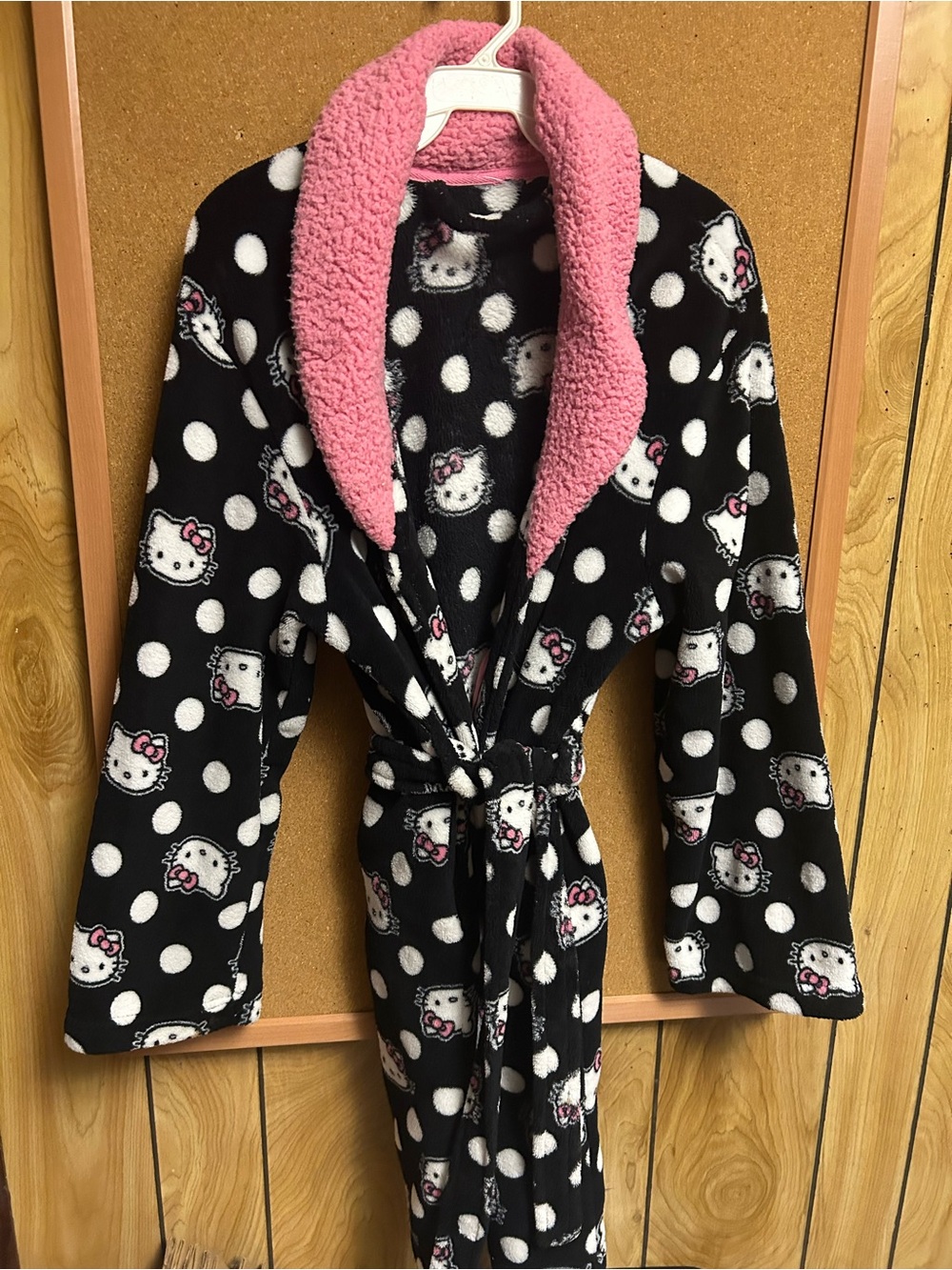 Hello Kitty Black & Pink Polka Dot Kids Robe